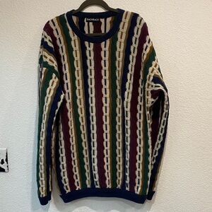 Bachrach Men's 3D Textured Knit Stripes Sweater Streetwear Sz XL